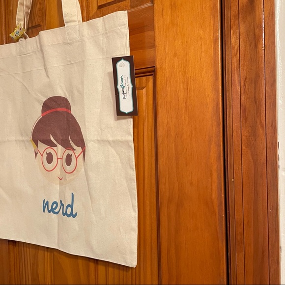CUTE ANIMATED “NERD” FABRIC TOTE BAG Cartoon Girl Kawaii Style Eyeglasses Anime - Picture 5 of 9